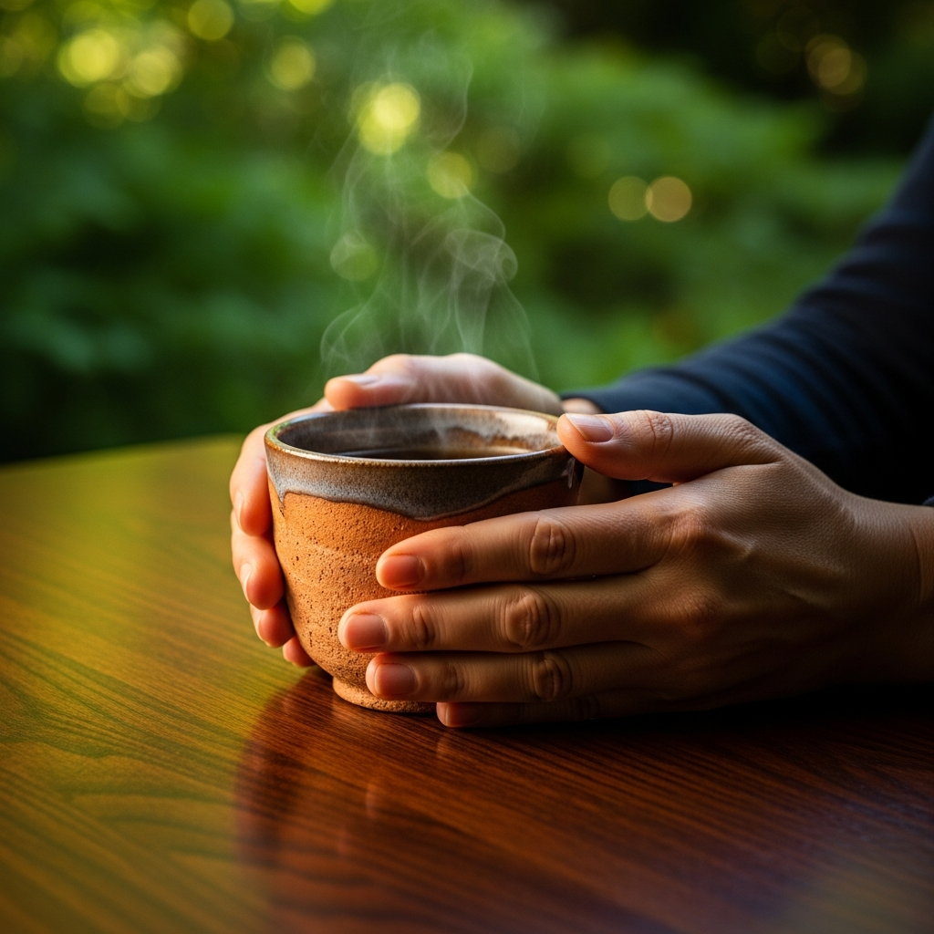 Hands holding a rustic ceremonial cup